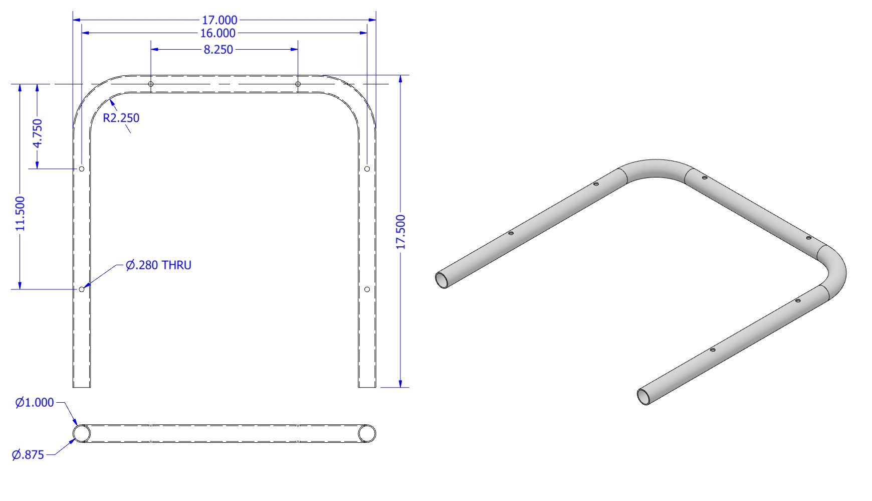 Mounting Tube Dimensions